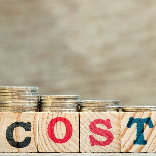 Cost written on wooden blocks
