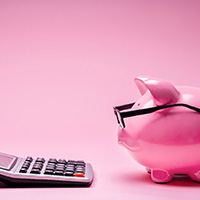 Piggy bank and calculator