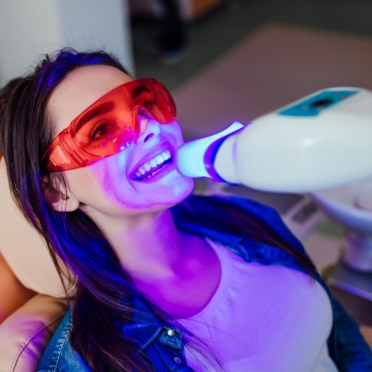 Woman receiving KoR teeth  whitening treatment