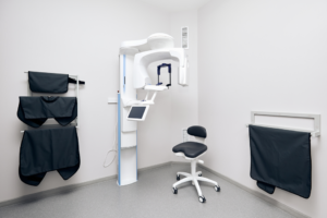 a dental office with a cone beam scanner
