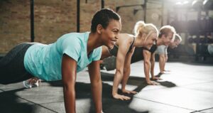 Women exercising. 